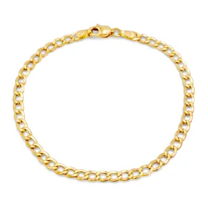 10k Semi-Solid Yellow Gold Flat Cuban Link Bracelet 5mm