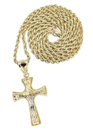 10K Yellow Gold Cross / Crucifix Necklace | Appx. 14.4 Grams