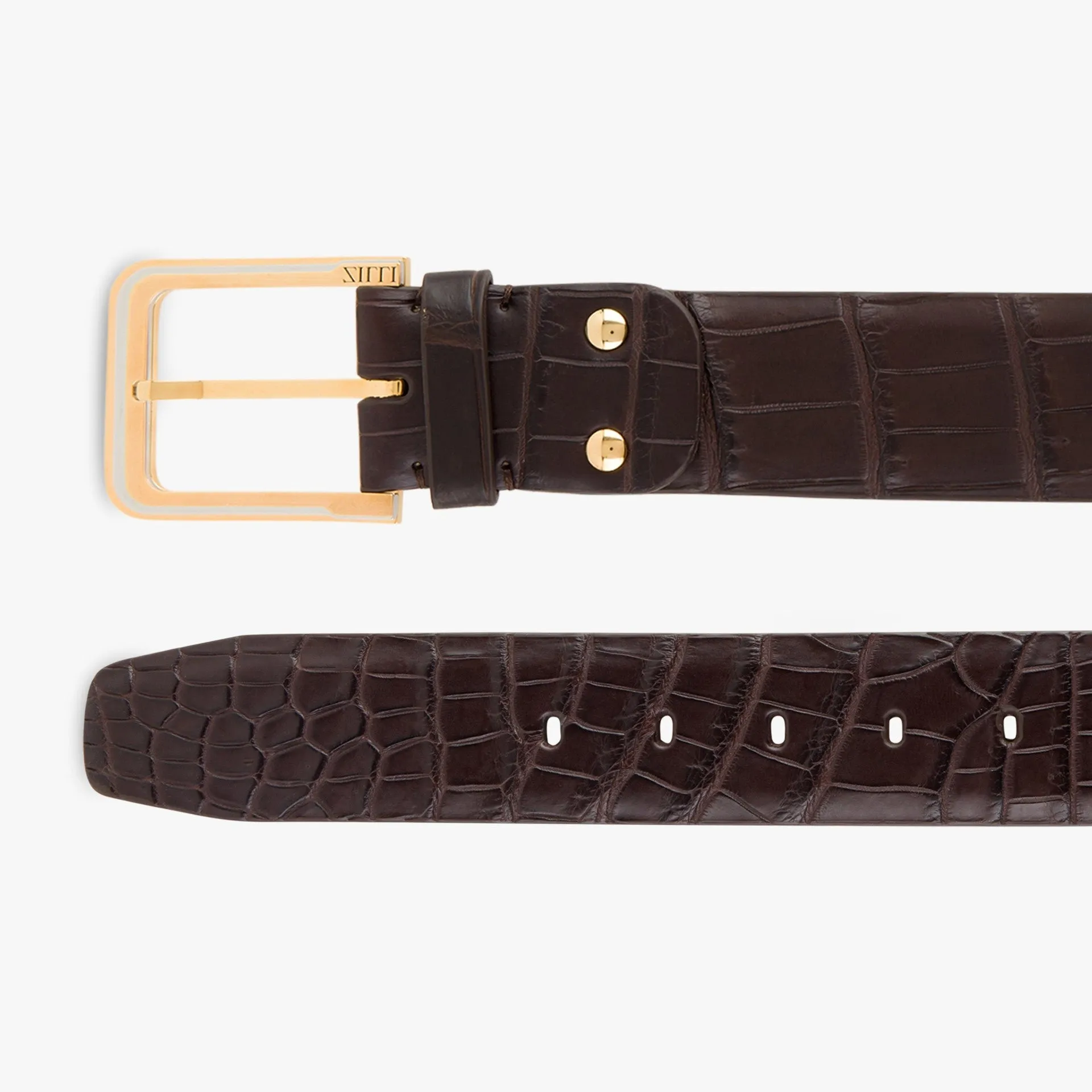 40MM Crocodile Skin Belt with Strates Gold and Palladium-Finish Buckle