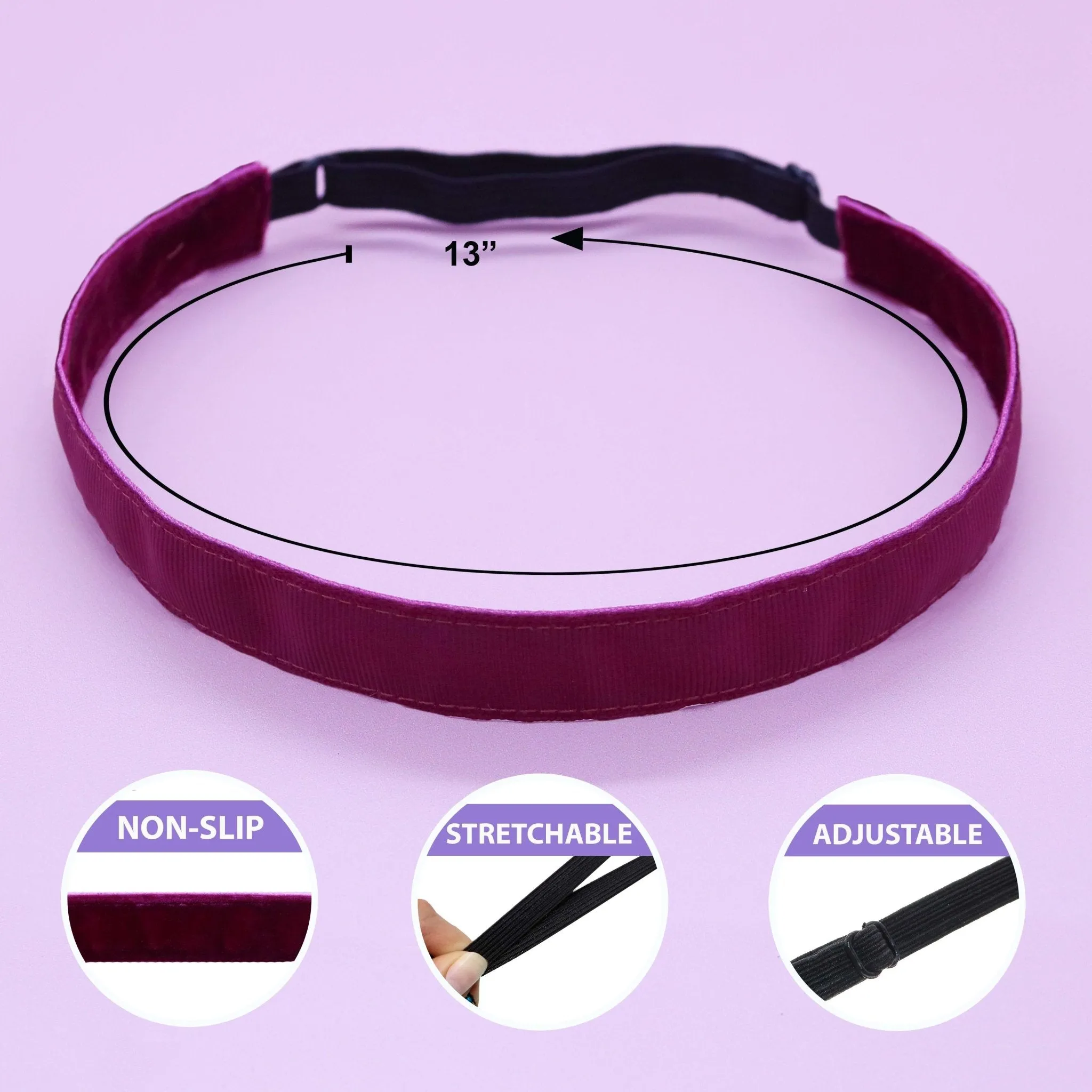 Adjustable No Slip Solid Headband - School Uniform