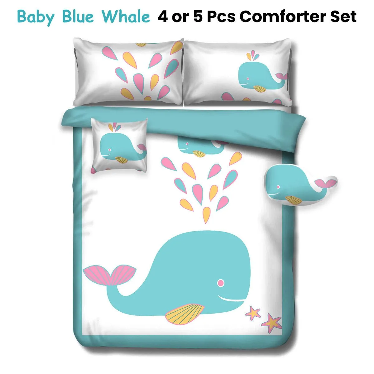 Baby Blue Whale Kids Advventure 4 Pcs Comforter Set Single