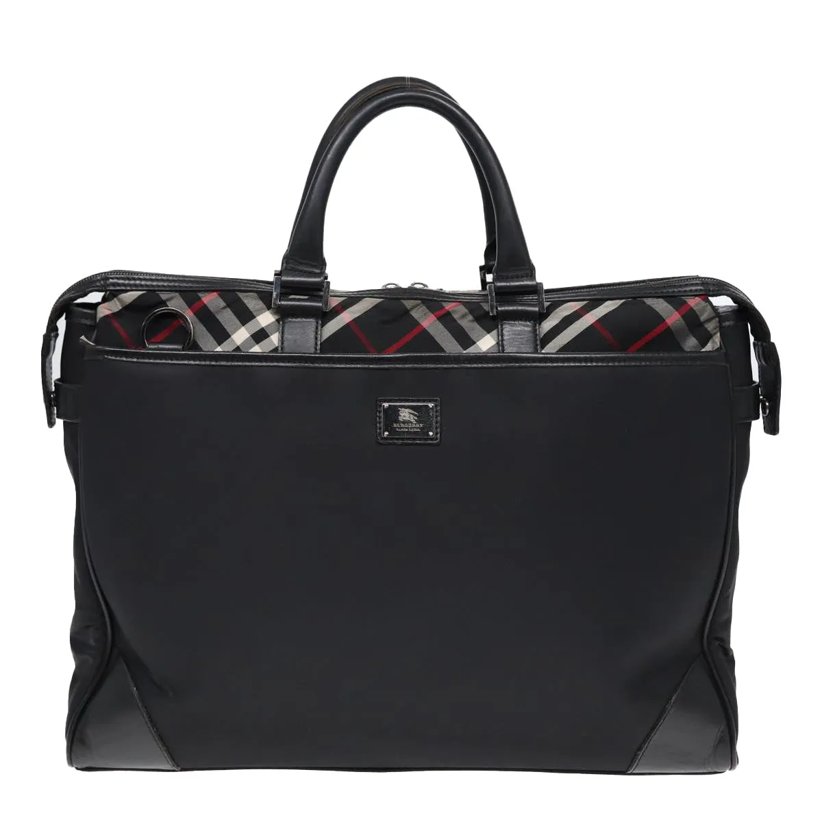 BURBERRY Black label Hand Bag Nylon Black Silver  bs16578