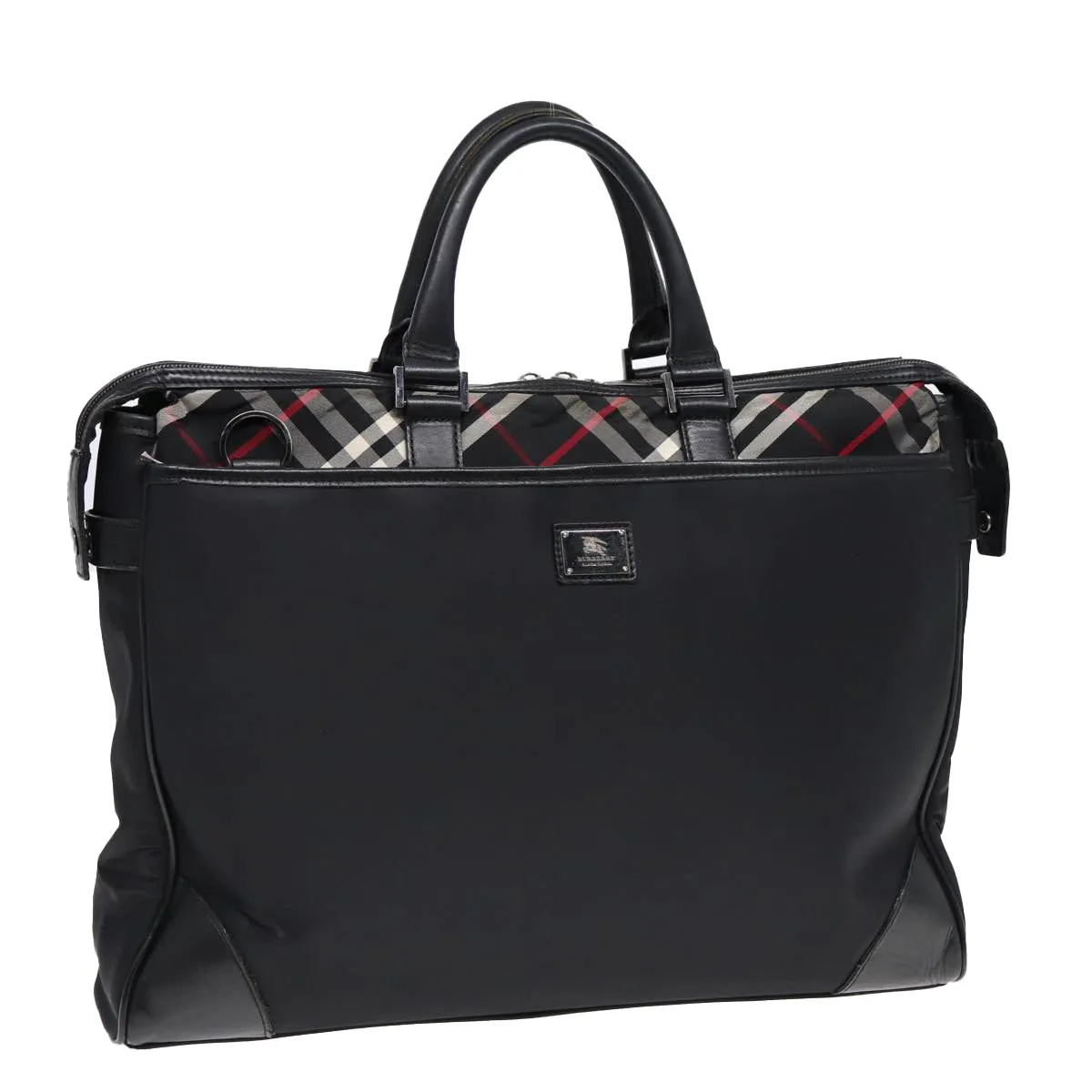 BURBERRY Black label Hand Bag Nylon Black Silver  bs16578