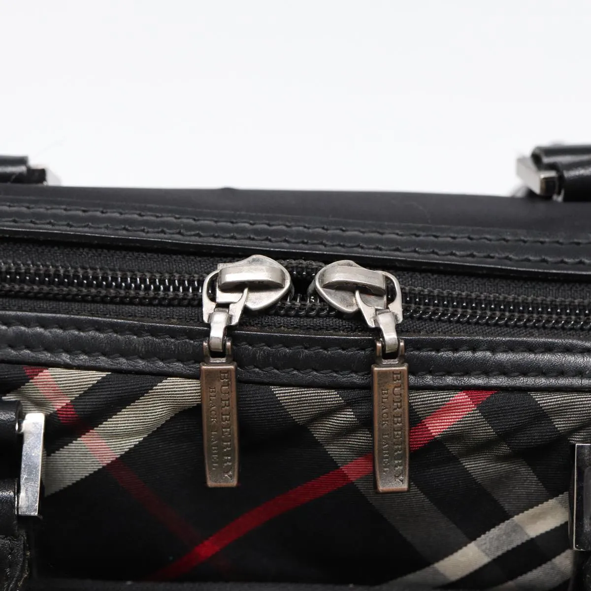 BURBERRY Black label Hand Bag Nylon Black Silver  bs16578