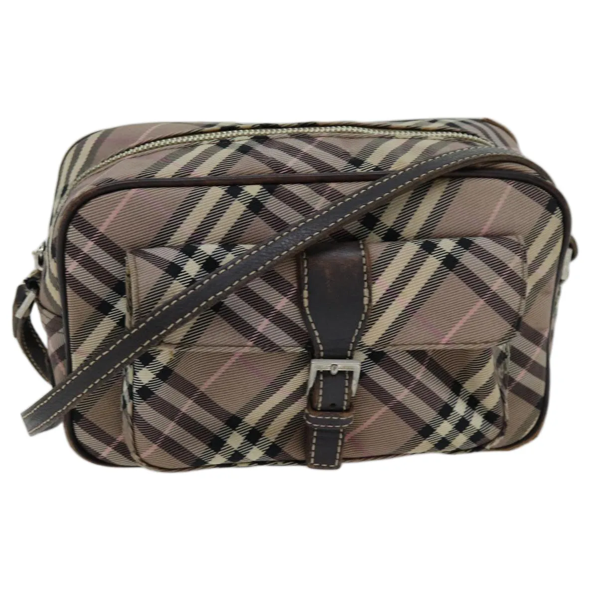 BURBERRY Nova Check Blue Label Shoulder Bag Nylon Brown  ti1741