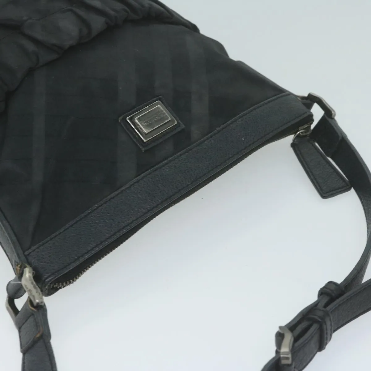 BURBERRY Nova Check Shoulder Bag Nylon Black  64656