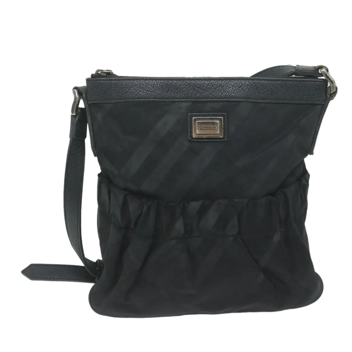 BURBERRY Nova Check Shoulder Bag Nylon Black  64656