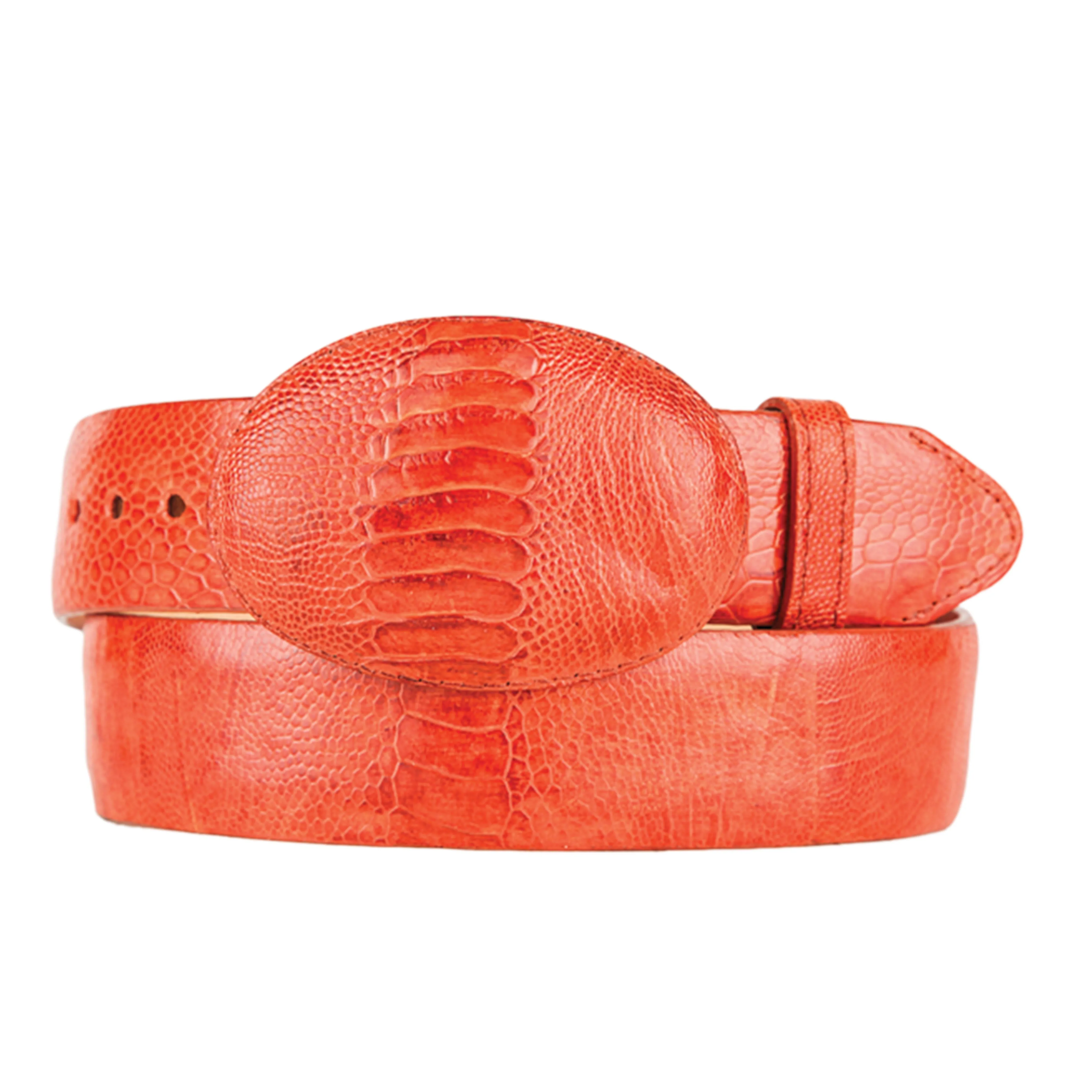 Cognac Ostrich Leg Cowboy Belt