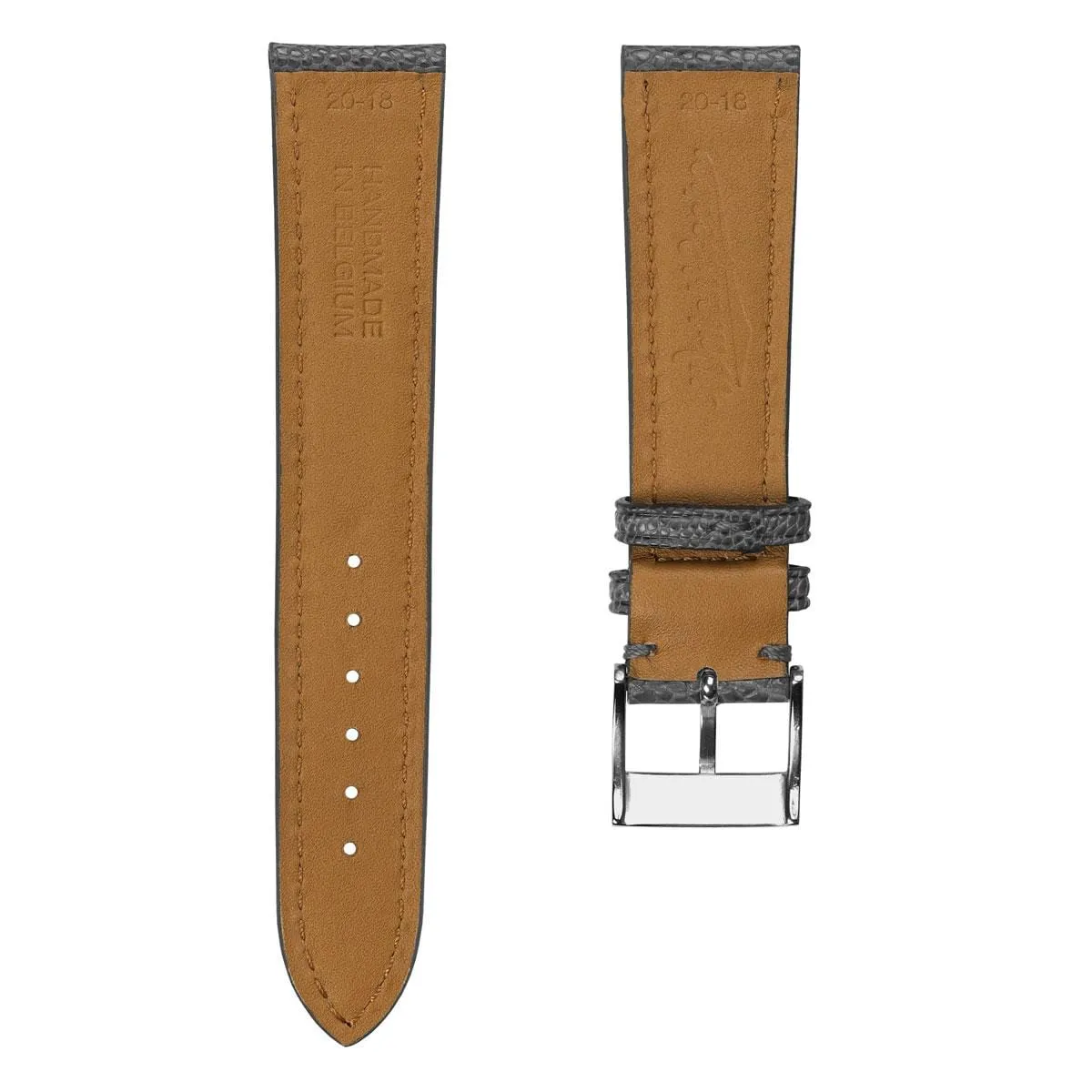 Durbuy Ostrich Leg Handmade Leather Watch Strap - Matt Grey