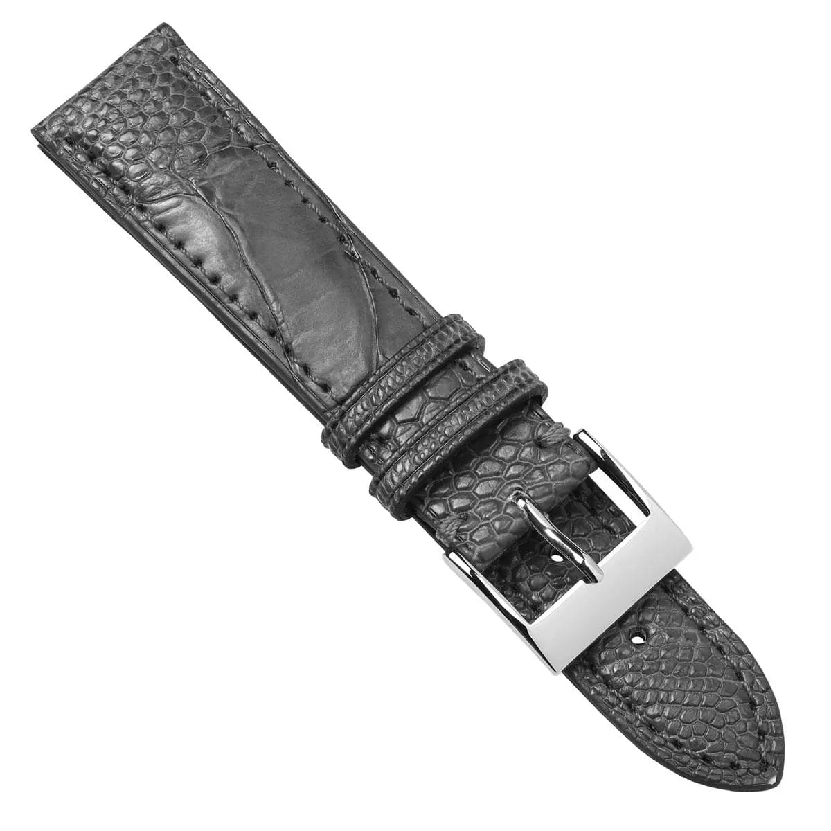 Durbuy Ostrich Leg Handmade Leather Watch Strap - Matt Grey