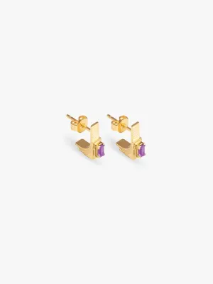 Earring Refined Brutalism Amethyst 14kt Solid Gold