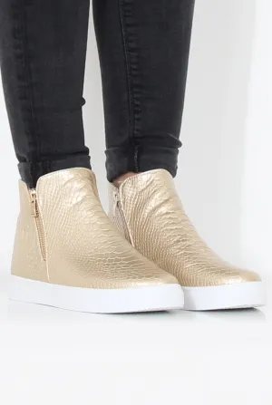 Gold Snakeskin Hightop Trainer - Tracey