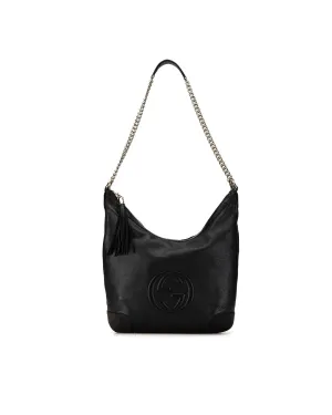 Leather Chain Hobo Bag with Tassel Zipper