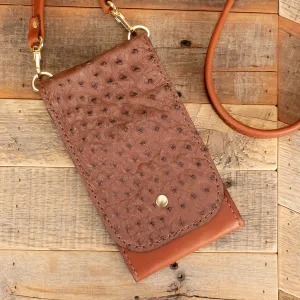 Ostrich Brown Phone Purse