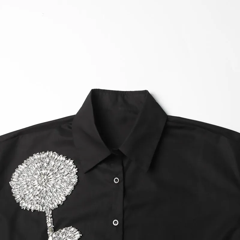 Pre Order:  Floral Rhinestones Appliqué Shirt