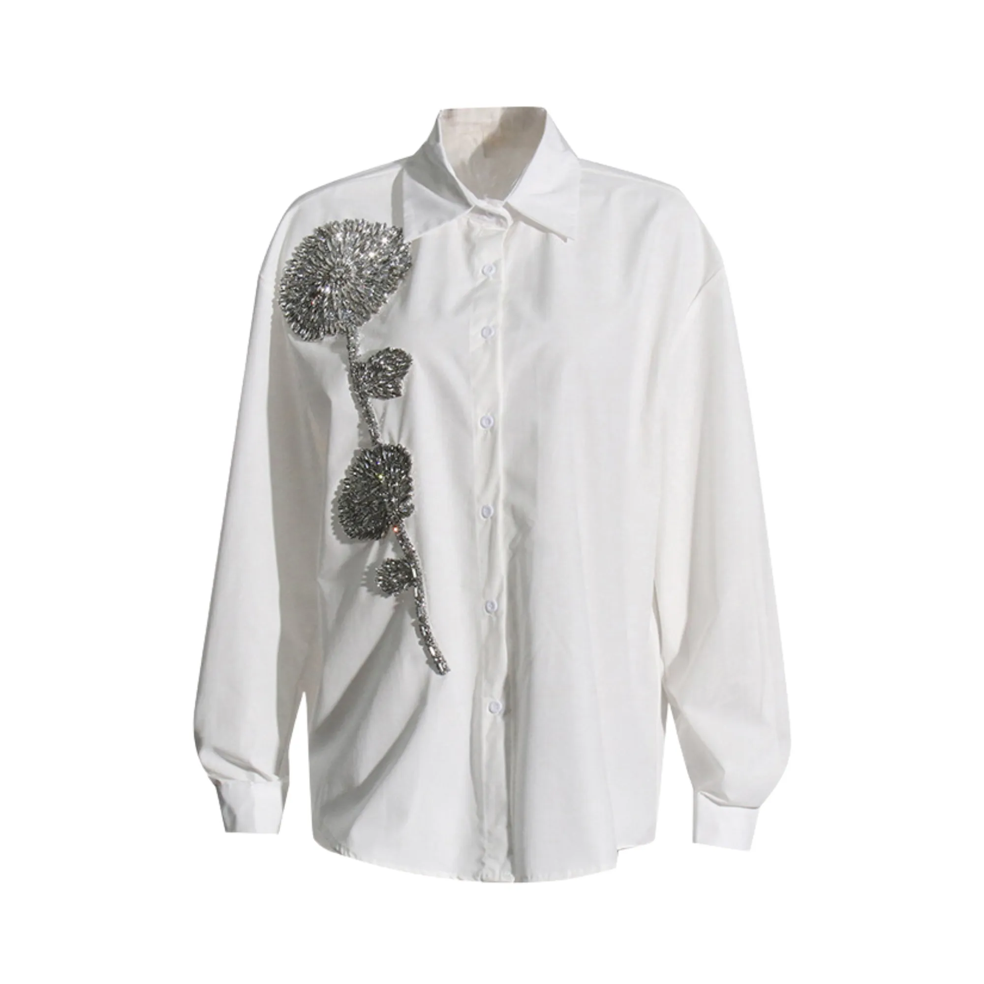 Pre Order:  Floral Rhinestones Appliqué Shirt