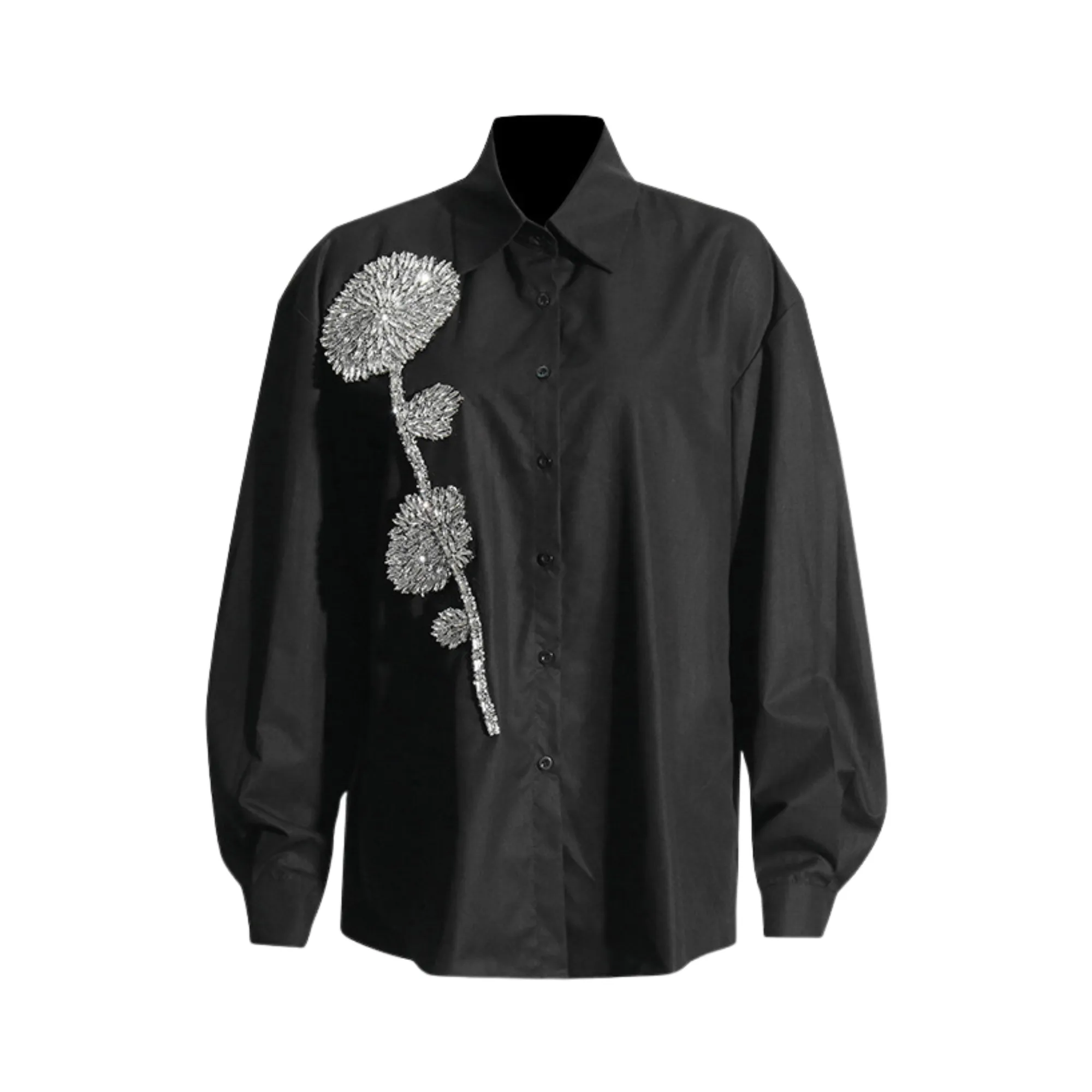 Pre Order:  Floral Rhinestones Appliqué Shirt