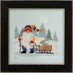 Sledding Gnome Cross Stitch Kit