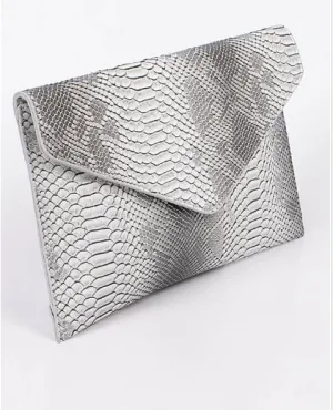 Snakeskin Clutch - Grey