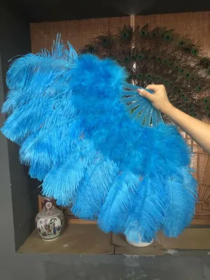 Turquoise Marabou Ostrich Feather fan 21"x 38"